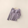 Purple lace patchwork warm long-sleeved top for women, slimming and shaping, versatile innerwear Specification image